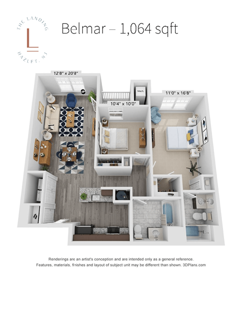 2 bed 2 bath C at The Landing Apartments, Hazlet, 07730